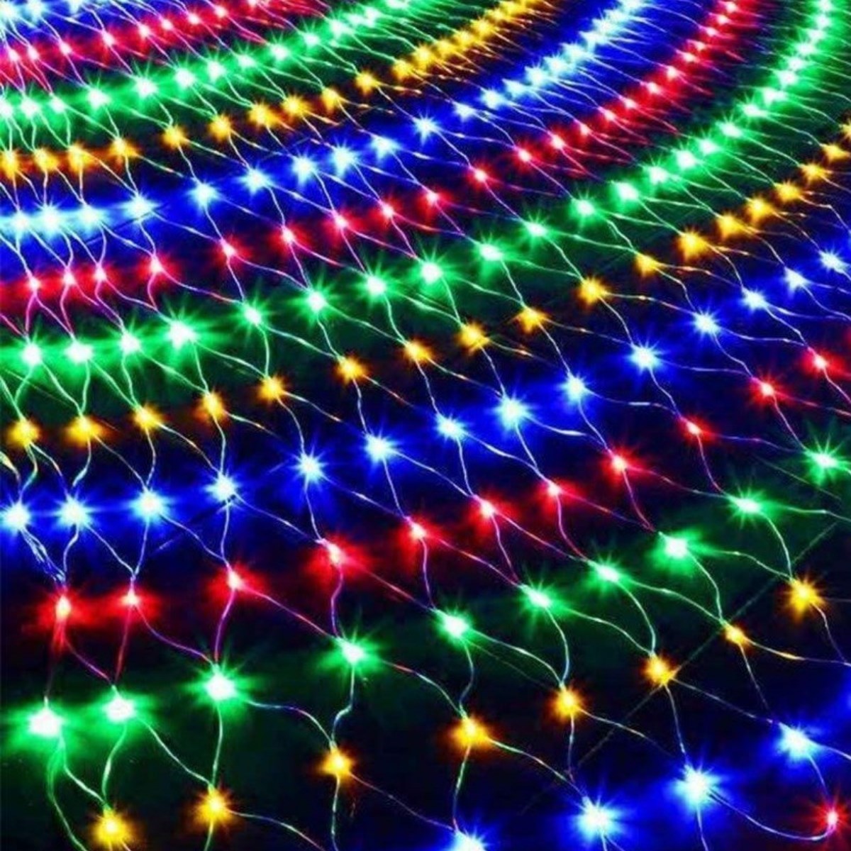 1x2 Metre Dekoratif File Ağ Perde 192 LED 8 Animasyonlu Farklı Işık Modu RGB Fişli (5271)