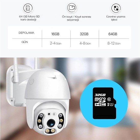 2.0 MP HD Lens İç Dış Mekan Suya Danıklı IP Wifi Network Güvenlik Kamerası Wifi Kamera (5271)