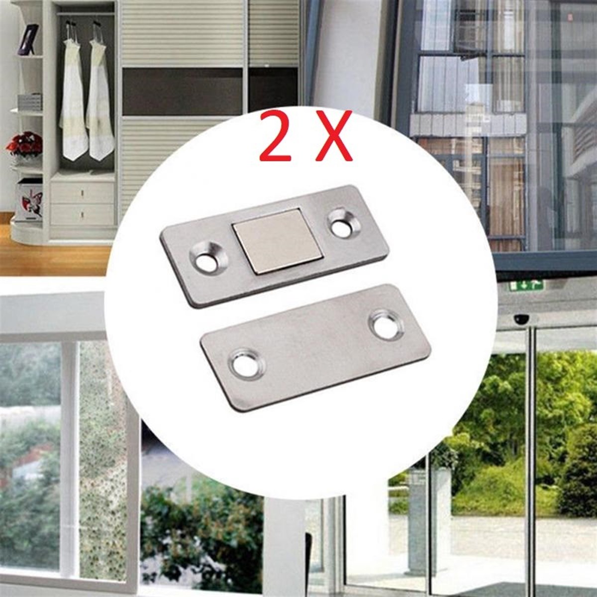 2 Çift Çok Amaçlı Kapı Kapak Dolap Çekmece Mobilya Durdurucu Kapatıcı Mıknatıslar (5271)