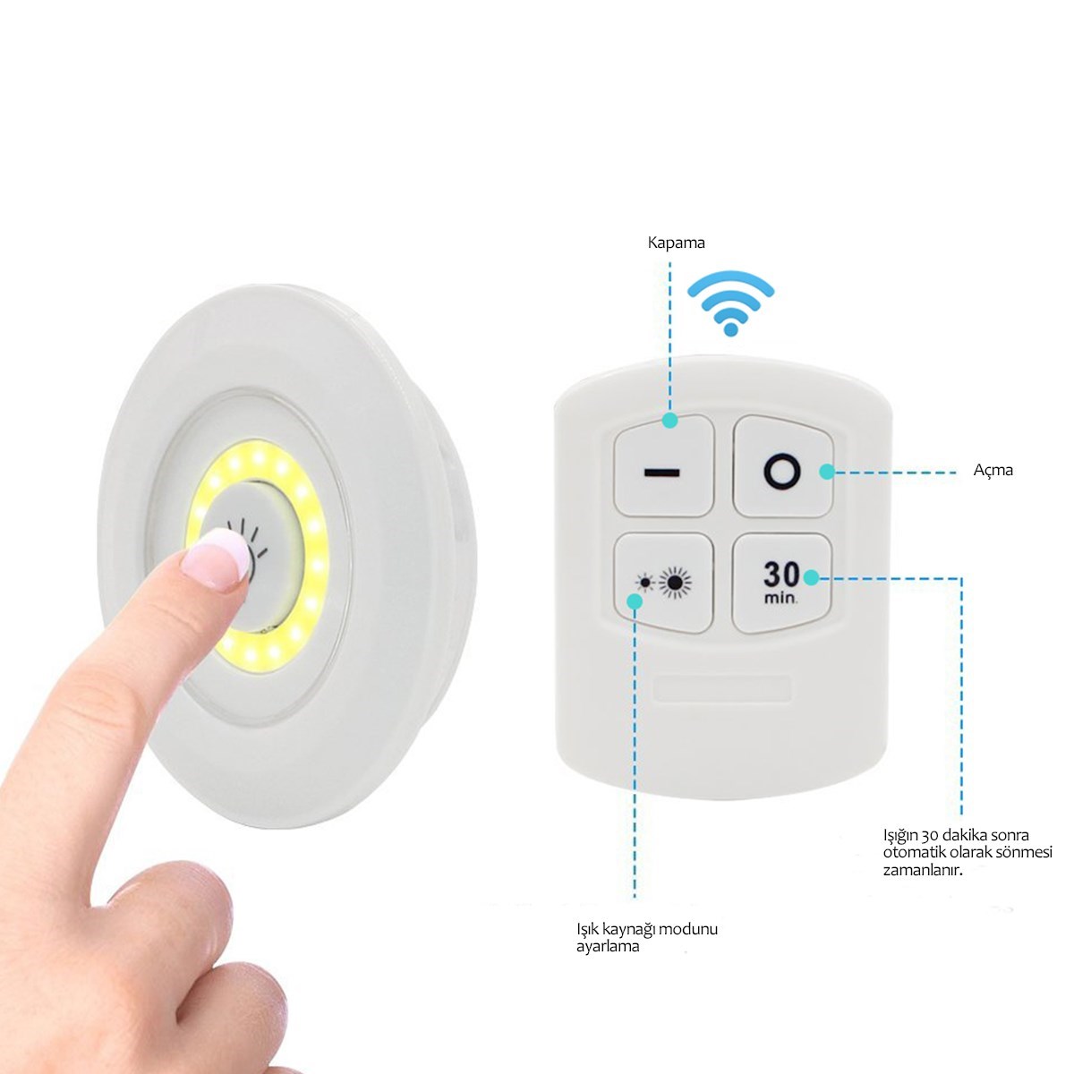 3'lü Uzaktan Kumandalı Pilli Yapışkanlı Kablosuz Led Spot Lambalar (5271) 3'lü Uzaktan Kumandalı Pilli Yapışkanlı Kablosuz Led Spot Lambalar (5271)