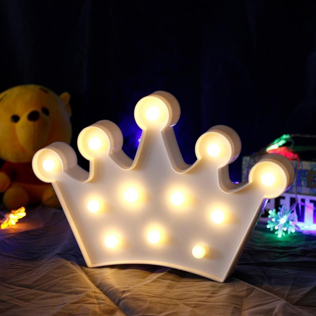 3D Dekoratif Pilli Kraliçe Tacı Model Led Masa ve Gece Lambası (5271)