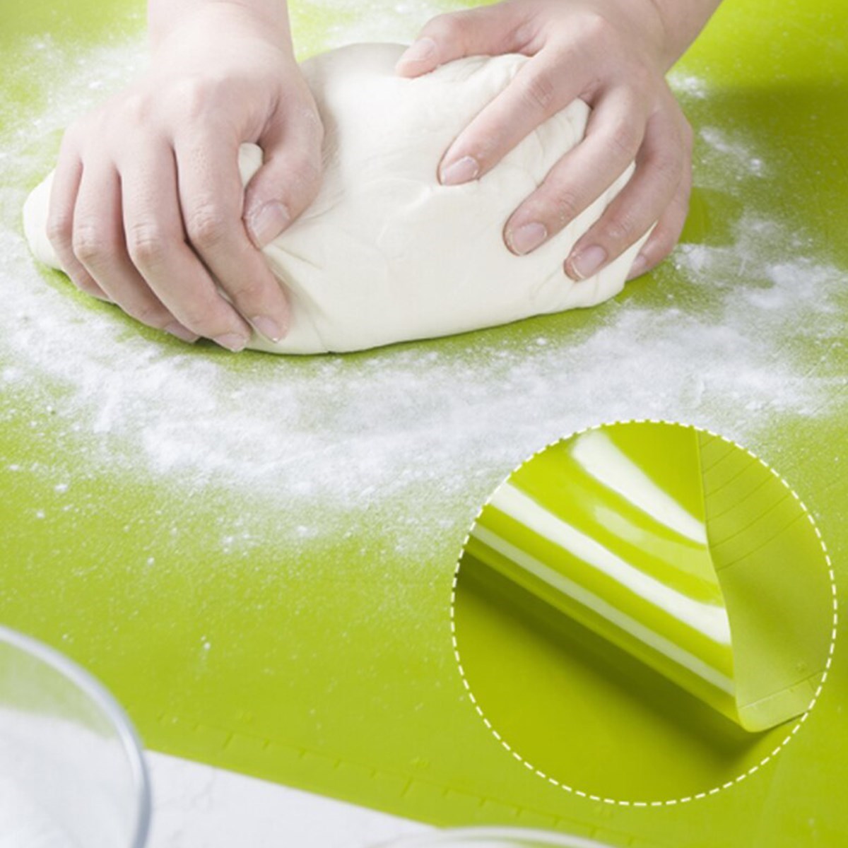 40*50 cm Silikon Ölçekli Kullanımı Kolay Hamur Açma Matı Ekmek Mantı Makarna Hamuru Yoğurma Matı (5271)