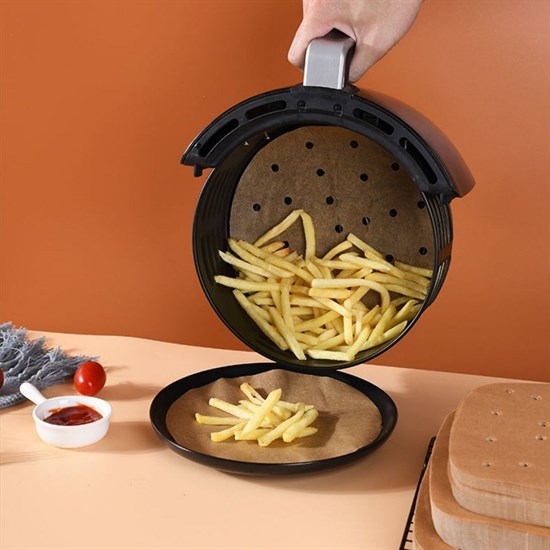 50 Adet Air Fryer Pişirme Kağıdı Tek Kullanımlık Hava Fritöz Yapışmaz Yağlı Kağıt Delikli Model (5271)
