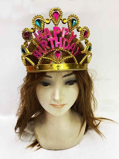 Altın Renk Happy Birthday Yazılı Doğum Günü Tacı 60 cm (5271)