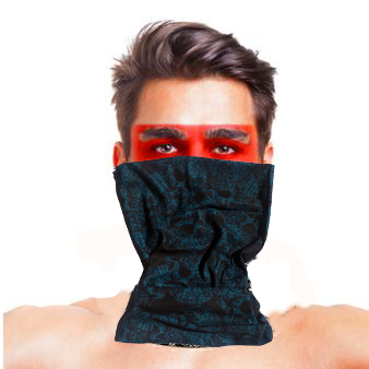 Baf Bandana Çoklu Kafatası Mavi Siyah Maske (5271)