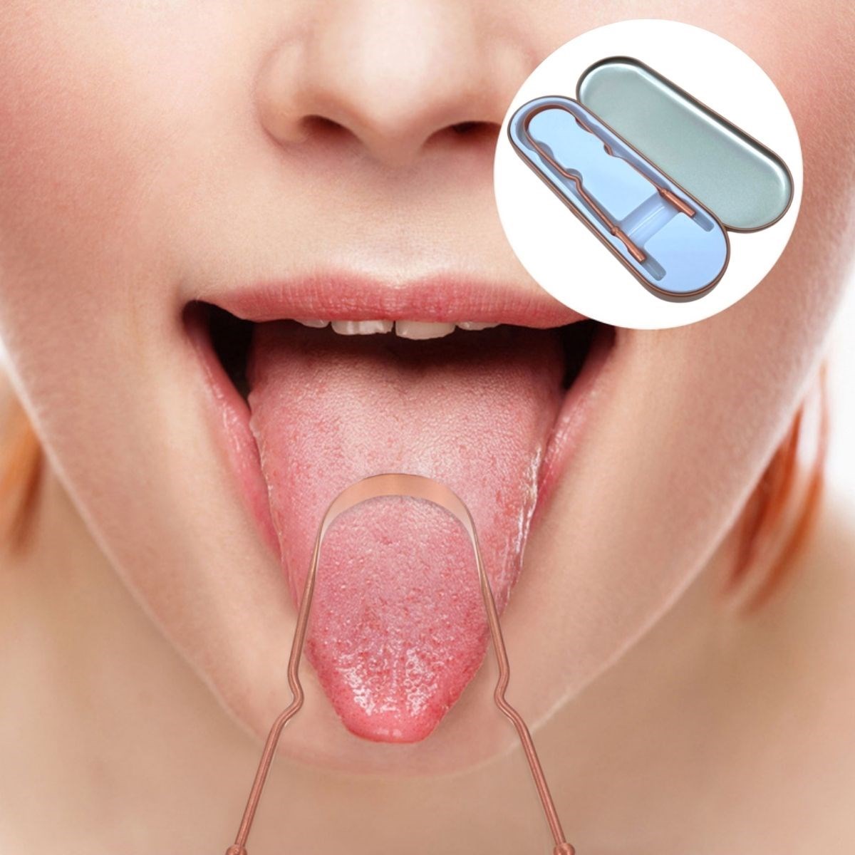 Bakır Oil Pulling Yağ Çekme Dil Plak Temizleme Aleti Dil Fırçası Sıyırıcı Dil Kaşığı (5271)