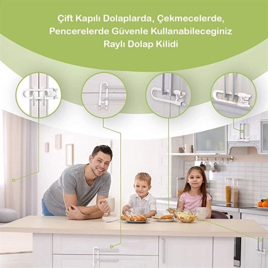 Bebek Çocuk Çekmece ve Dolap Koruma Raylı Güvenlik Sistemi Emniyet Kilidi (5271) Bebek Çocuk Çekmece ve Dolap Koruma Raylı Güvenlik Sistemi Emniyet Kilidi (5271)