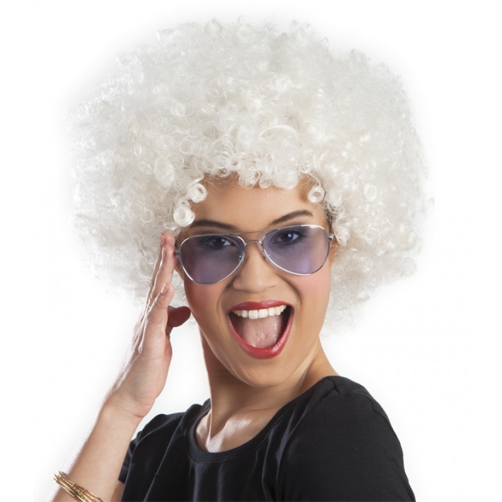 Beyaz Renk Kıvırcık Afro Bonus Peruk (5271)