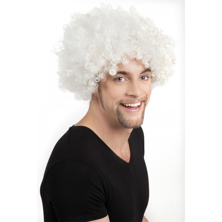 Beyaz Renk Kıvırcık Afro Bonus Peruk (5271)