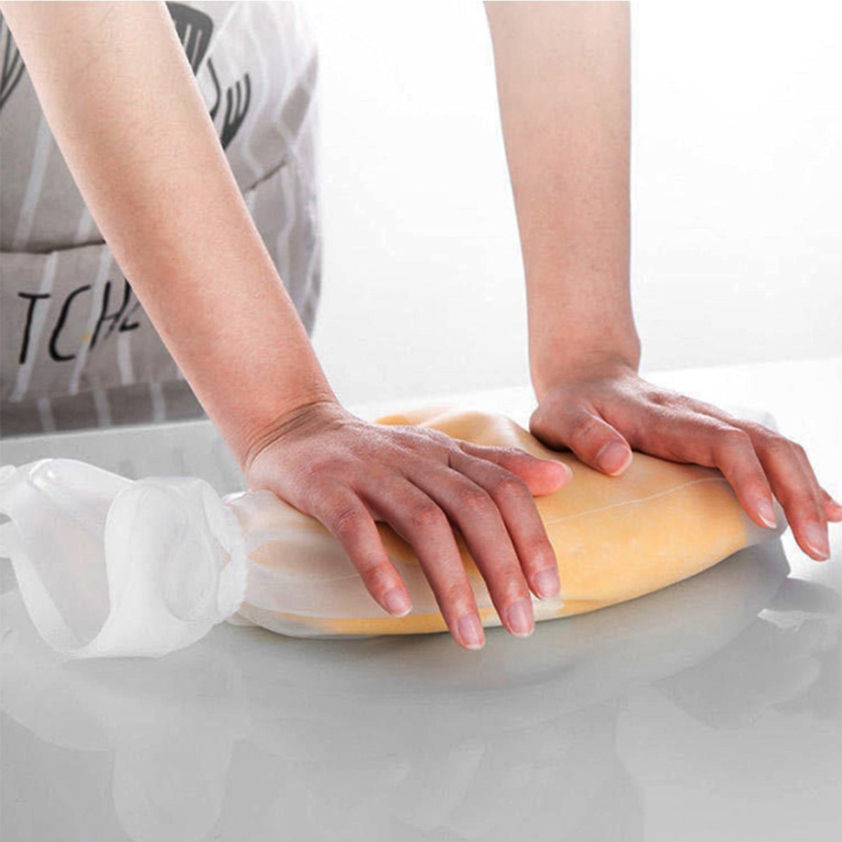 Büyük Hamur Torbası Silikon Şeffaf Hamur Yoğurma Torbası Ekmek Makarna Mantı Hamuru Kolay Yoğurma (5271)