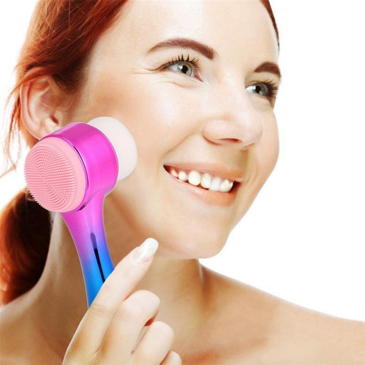 Çift İşlevli Renkli Cilt Yüz Temizleme Fırçası Peeling Masaj Etkili Gözenek Temizleyici Alet (5271)