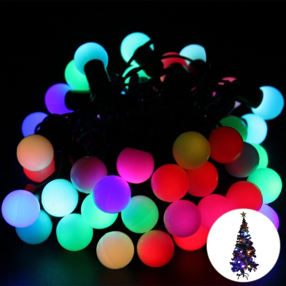 Dekoratif Minik Top 40 Ledli Dekoratif Dolama Led Işık (RGB) (5271)