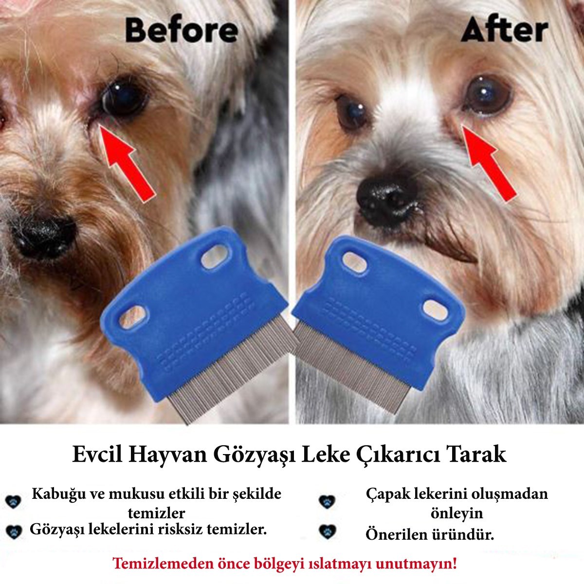 Evcil Hayvan Kedi Köpek Pire Tarağı ve Köpek Gözyaşı Lekesi Tarağı (5271)
