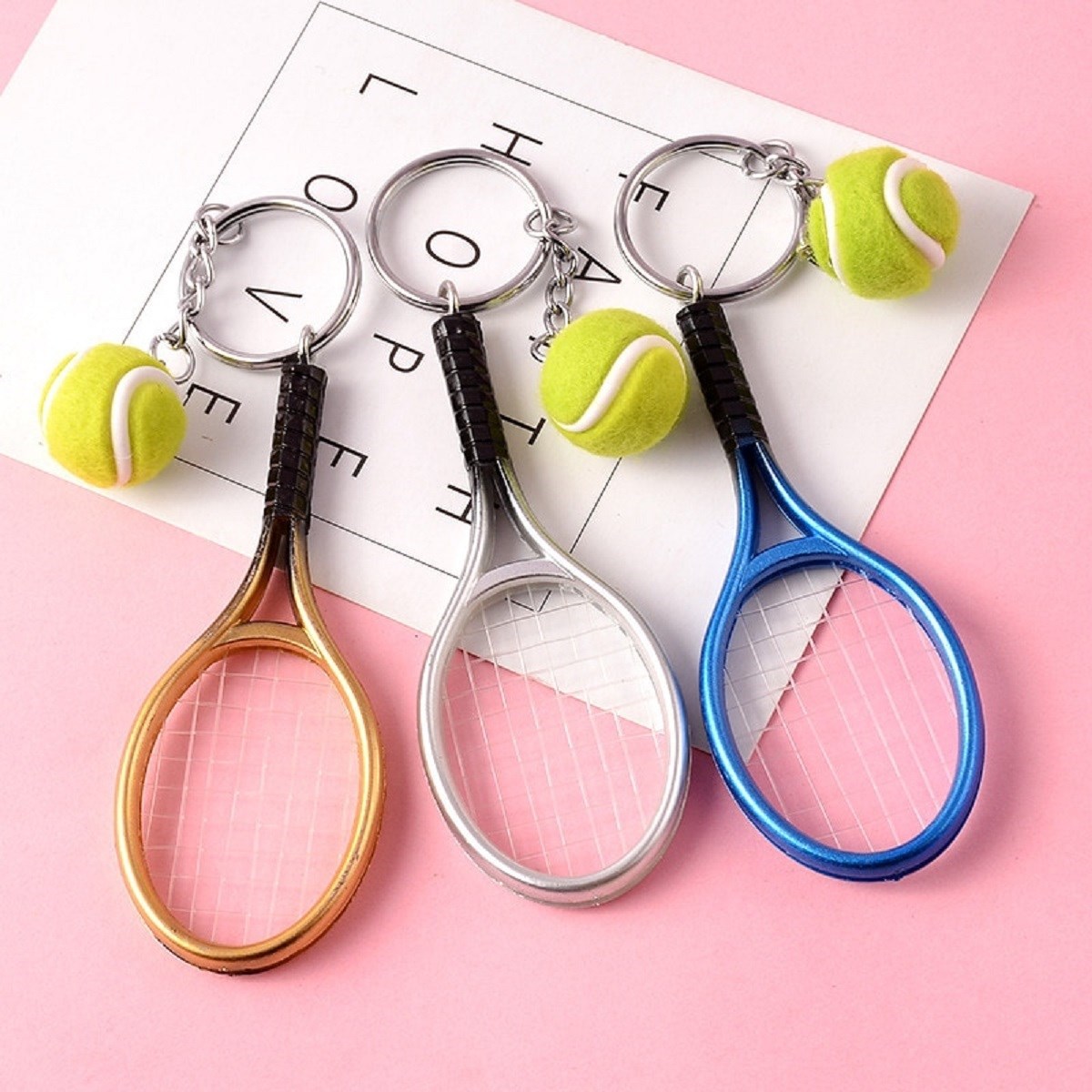 Gerçekçi Tenis Raketi Tasarımlı Şık Anahtarlık Kolye Çanta Süsü Tennis Keychain (5271)