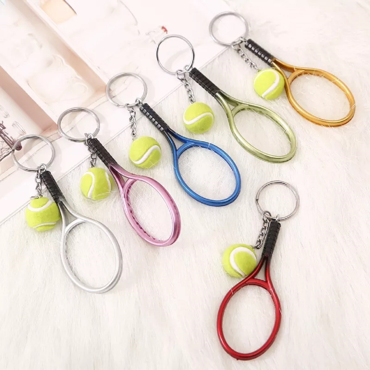 Gerçekçi Tenis Raketi Tasarımlı Şık Anahtarlık Kolye Çanta Süsü Tennis Keychain (5271)