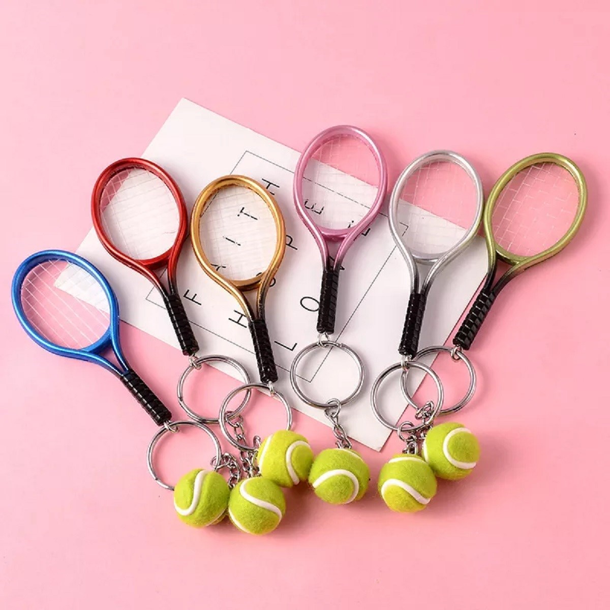 Gerçekçi Tenis Raketi Tasarımlı Şık Anahtarlık Kolye Çanta Süsü Tennis Keychain (5271)