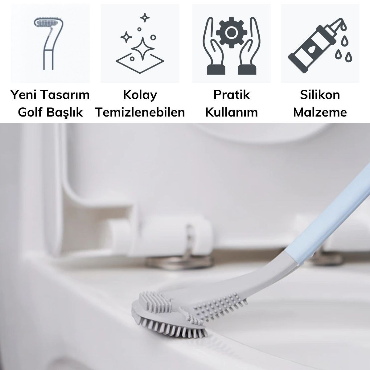 Golf Tasarımlı Silikon WC Klozet Mutfak Temizlik Fırçası Kanca Hediyeli (5271) Golf Tasarımlı Silikon WC Klozet Mutfak Temizlik Fırçası Kanca Hediyeli (5271)