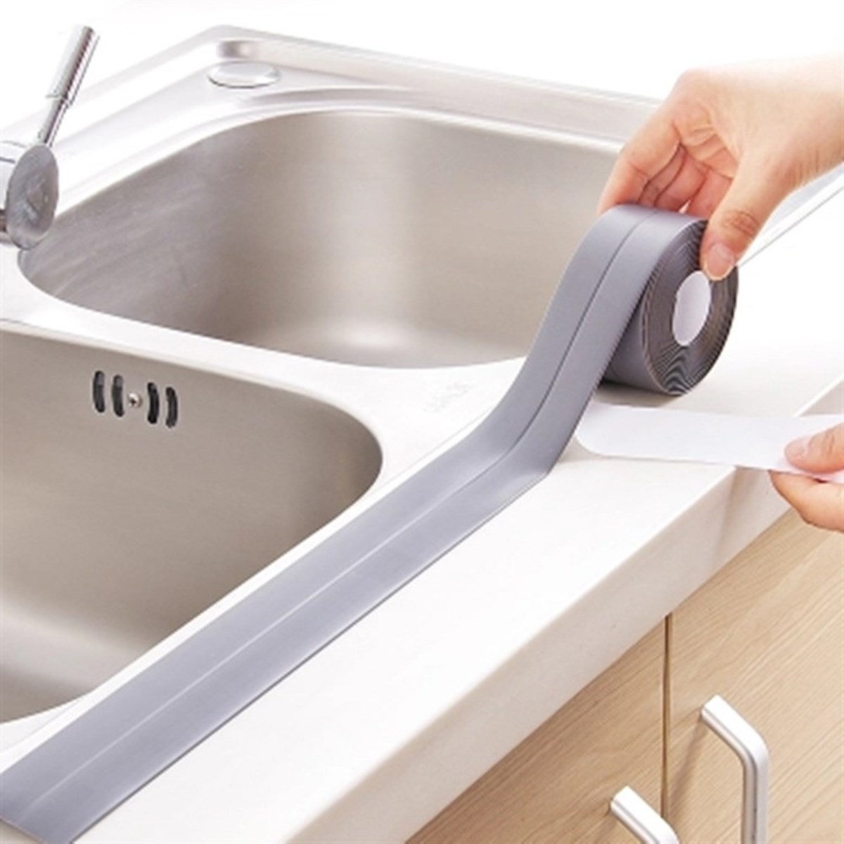 Gri Su Sızdırmaz Banyo Mutfak Lavabo Küvet İzolasyon Şerit Bant (5271)