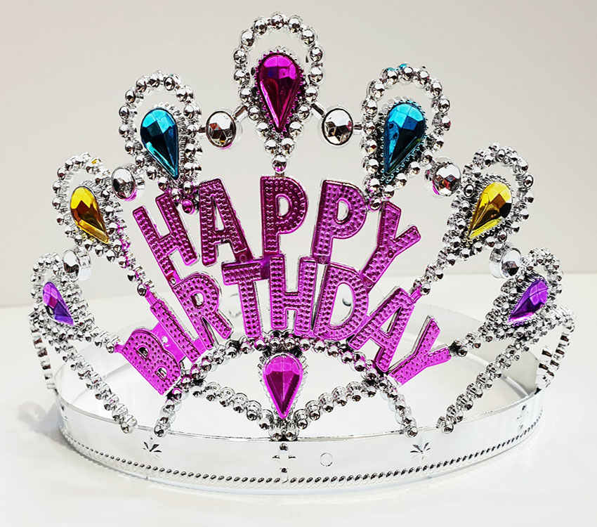 Gümüş Renk Happy Birthday Yazılı Doğum Günü Tacı 60 cm (5271)