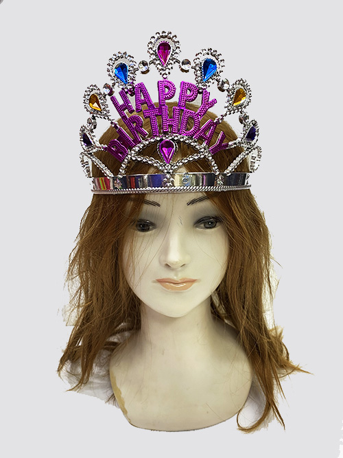 Gümüş Renk Happy Birthday Yazılı Doğum Günü Tacı 60 cm (5271)