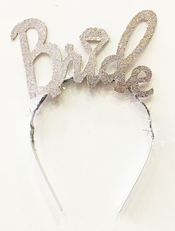 Gümüş Renk Bekarlığa Veda İtalik Yazı Alyanslı Bride Taç (5271)