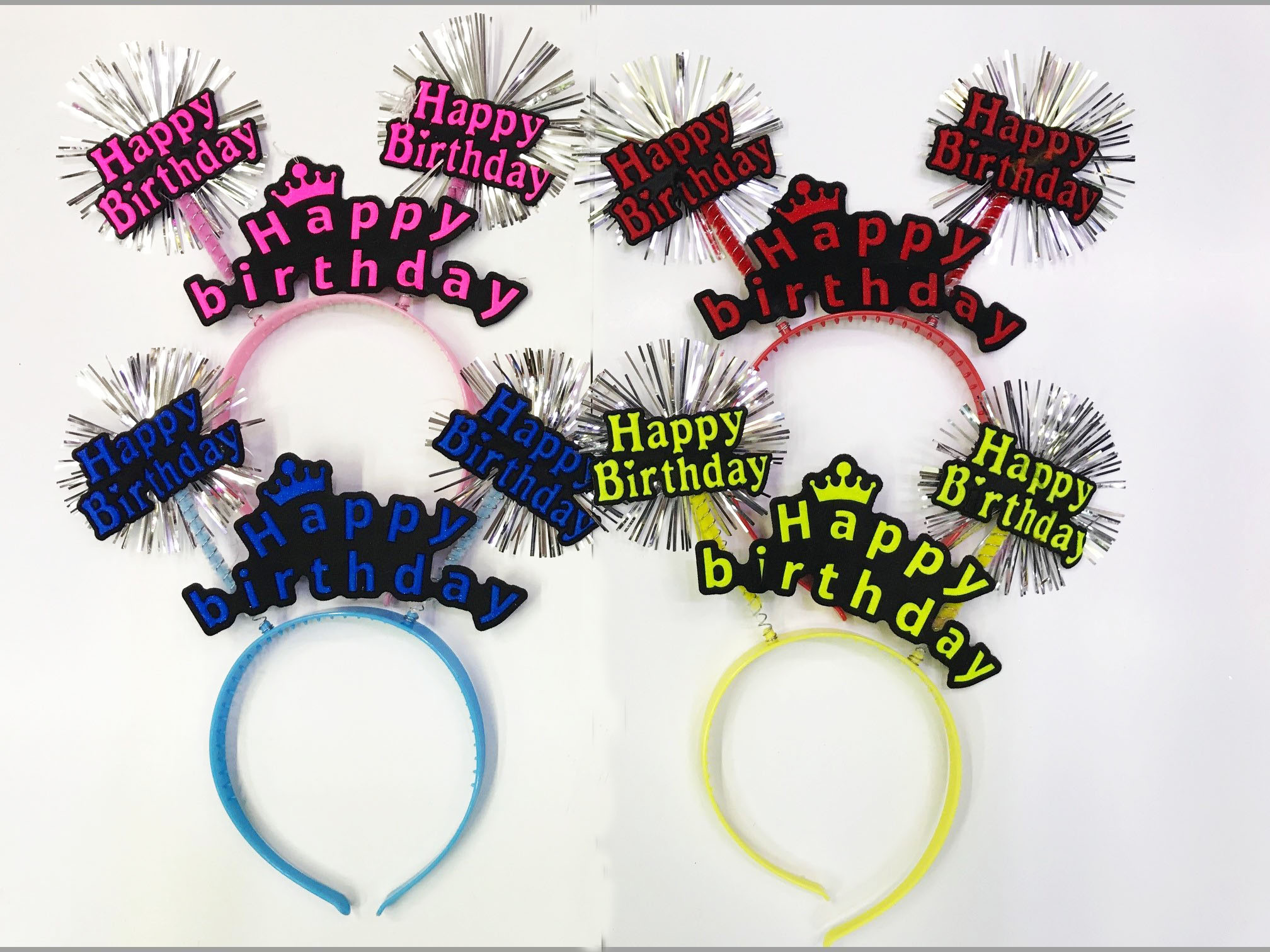 Happy Birthday Neon Renk Doğum Günü Tacı 12 Adet (5271)