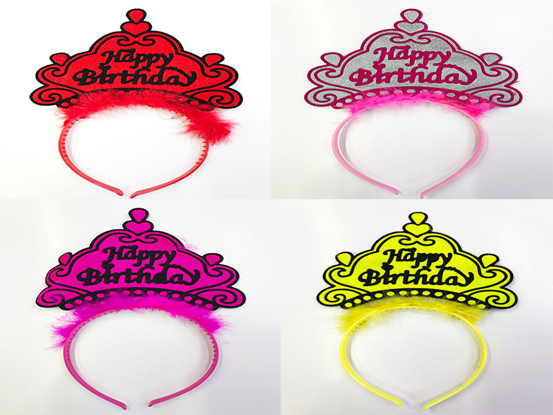 Happy Birthday Yazılı Neon Renk Taç 12 Adet (5271)
