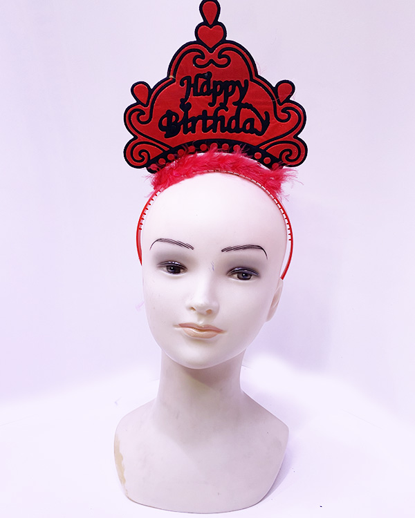 Happy Birthday Neon Kırmızı Renk Doğum Günü Tacı 24x15 cm (5271)