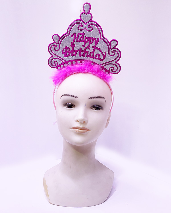 Happy Birthday Neon Pembe Renk Doğum Günü Tacı 24x15 cm (5271)