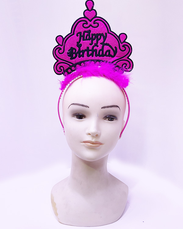 Happy Birthday Neon Fuşya Renk Doğum Günü Tacı 24x15 cm (5271)