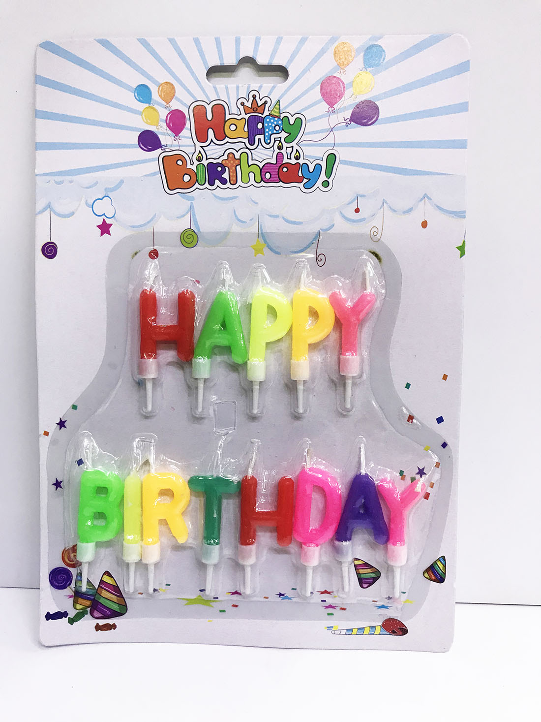 Happy Birthday Yazılabilen Rengarenk Doğum Günü Mumu (5271)