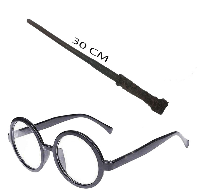 Harry Potter Asası 30 cm ve Siyah Çerçeveli Harry Potter Gözlüğü Seti (5271)