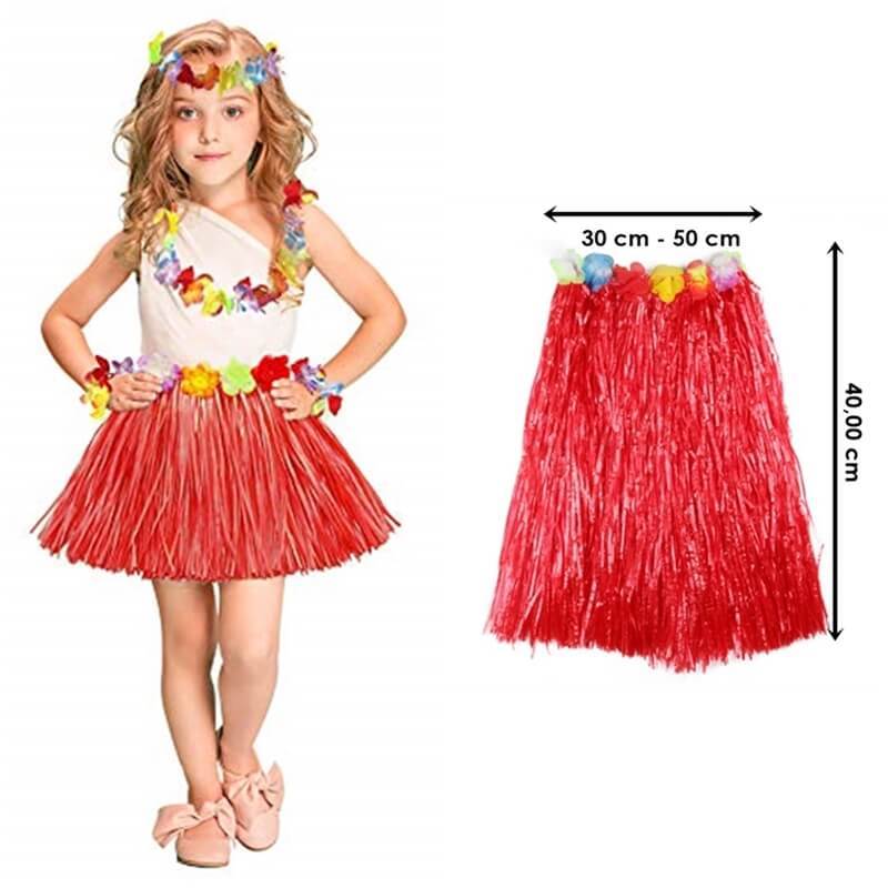 Hawaii Hula Eteği Kırmızı Renk 40 cm (5271)