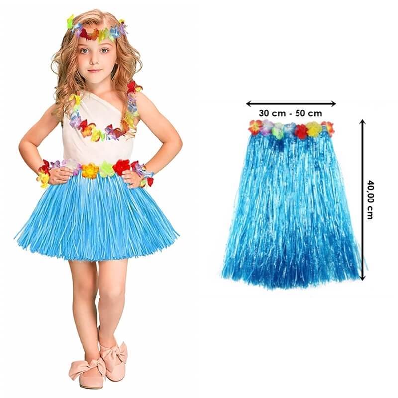 Hawaii Hula Eteği Mavi Renk 40 cm (5271)