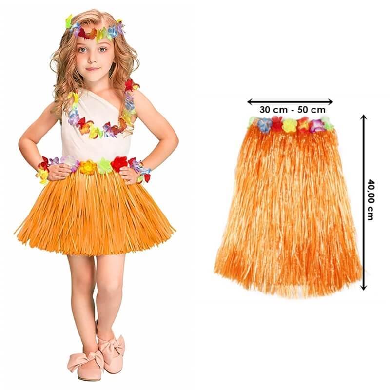 Hawaii Hula Eteği Turuncu Renk 40 cm (5271)