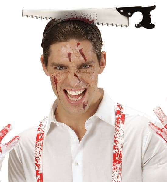 Kafaya Saplanmış Halloween Kanlı Testere Şaka Tacı (5271)