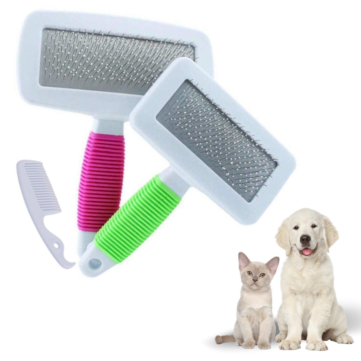 Kedi Köpek Telli Küçük Boy Tüy Bakım Seti Evcil Hayvan Tarama Fırçası (5271)