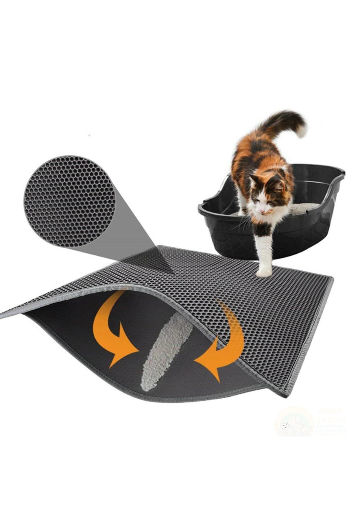 Kedi Tuvalet Önü Kum Toplayıcı Temizleyici Elekli Gri Paspas (5271)