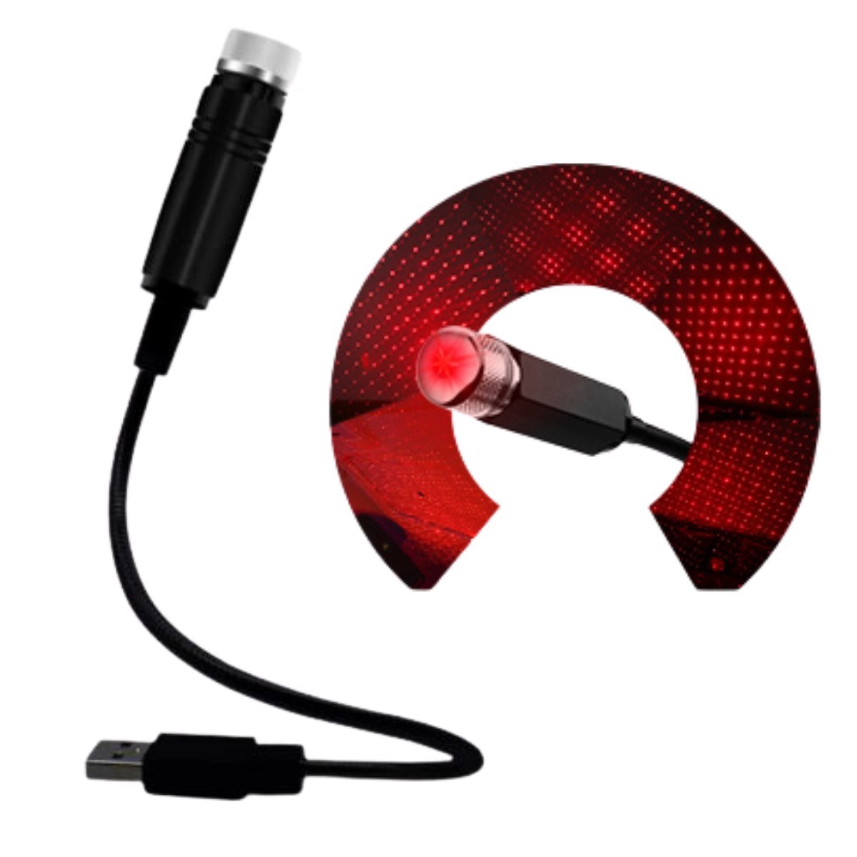 Kırmızı Ayak Altı Tavan Led Araç içi Aydınlatma Oto Araba İç Disko Ayarlanır USB Lamba Işık (5271)