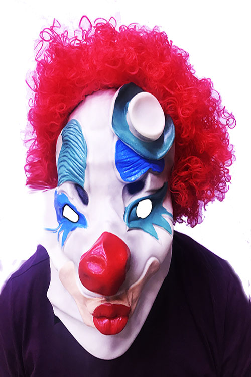 Kırmızı Renk Afro Bonus Peruklu Palyaço Lateks Et Maske (5271)