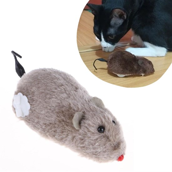Kurmalı Kedi Eğitim Oyuncağı Tüylü Peluş Fare Yakalama İnteraktif Sevimli Eğlenceli Oyuncak (5271)