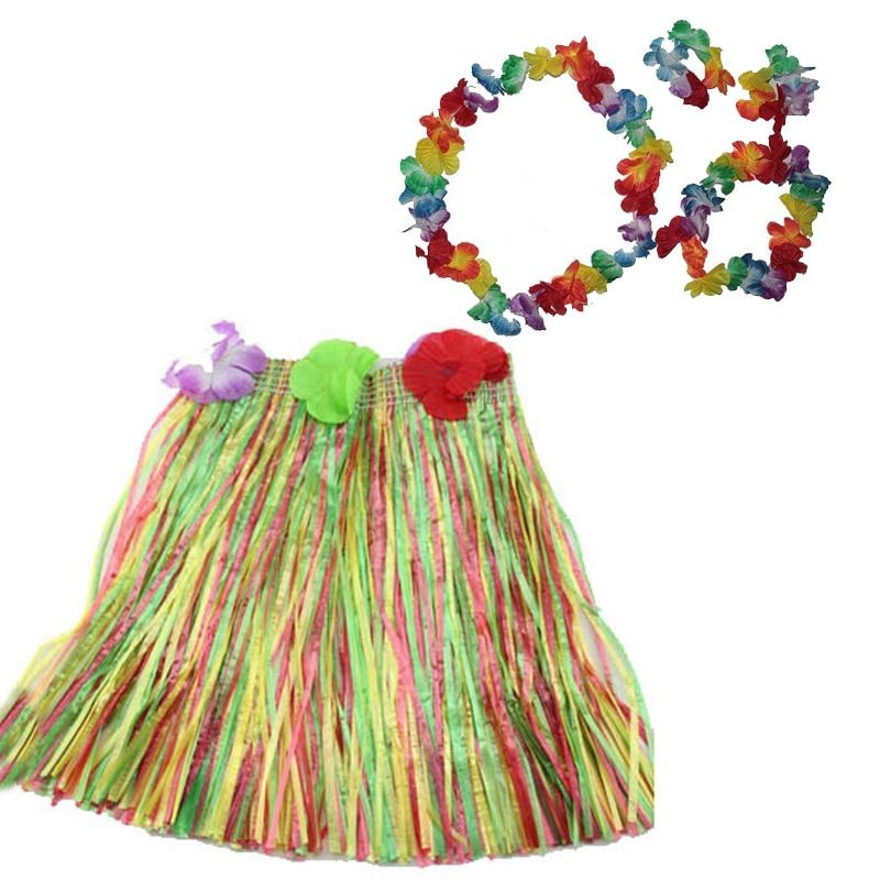 Luau Aloha Hawaii  Kolye Etek Taç ve Bileklik Seti (5271)