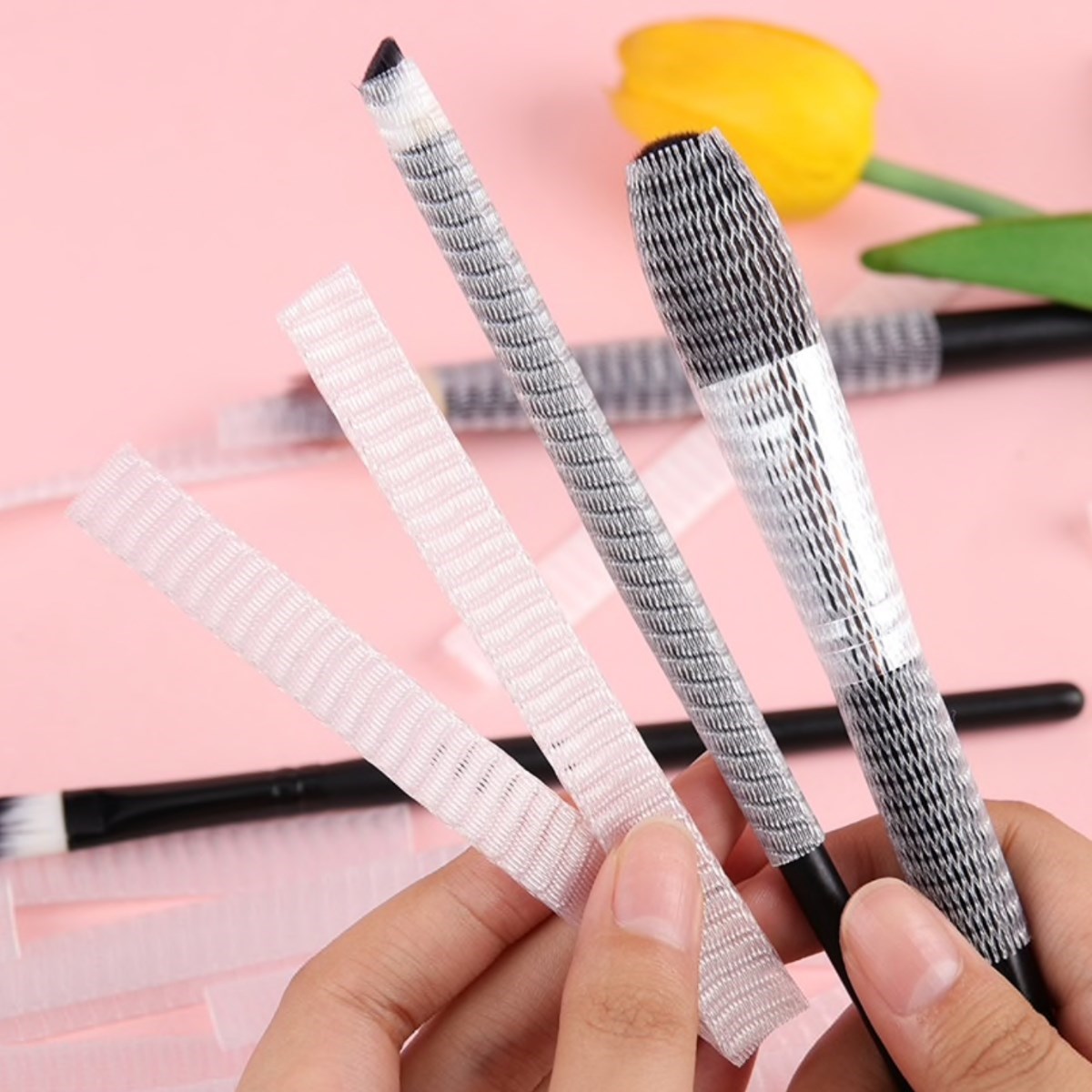 Makyaj Far Allık Kontür Eyeliner Fırça Malzemeleri Ürünleri Koruyucu File Kapak Örgü Kılıf Set 20li (5271)
