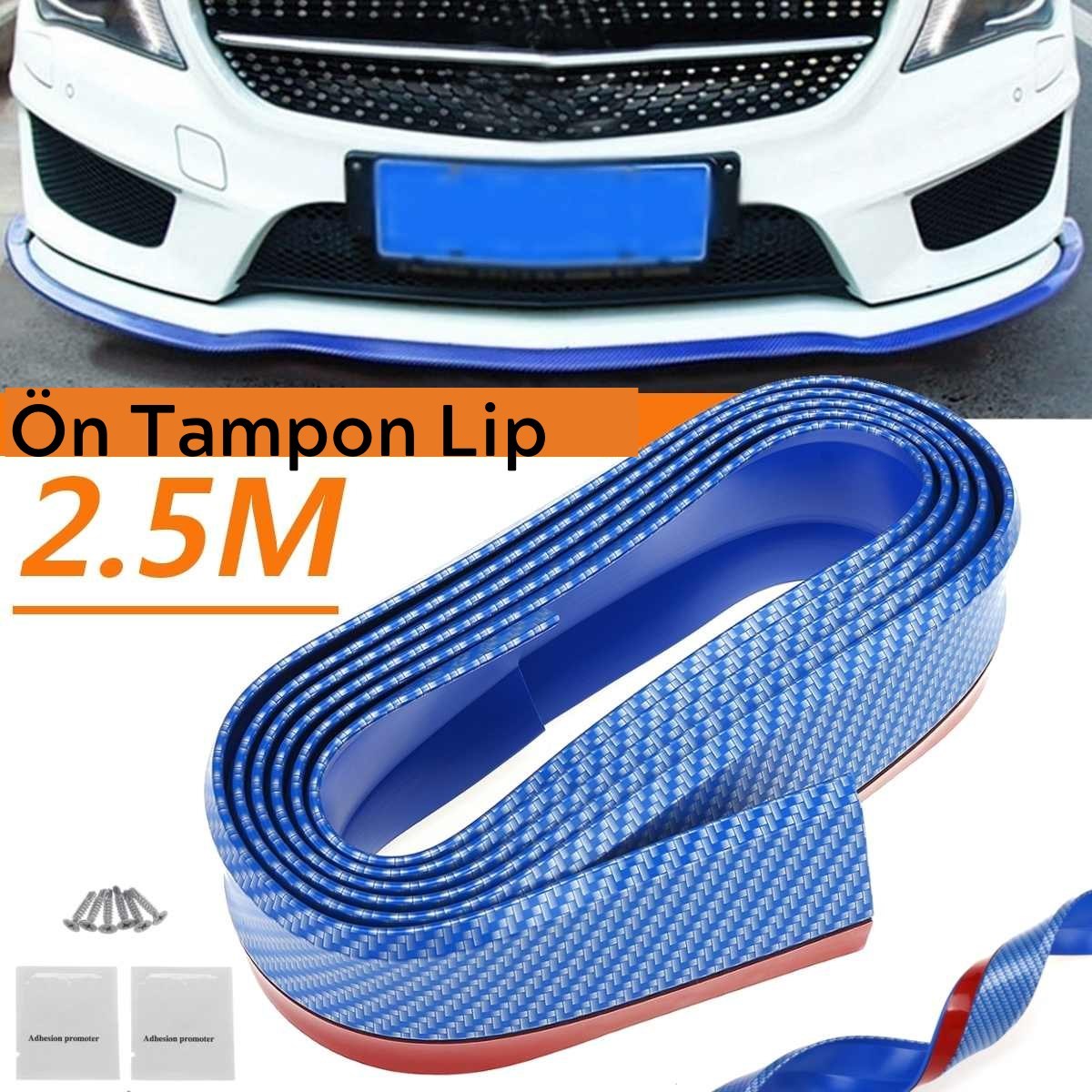 Mavi 2,5 Metre Araba Oto Ön Tampon Koruyucu Kauçuk Pratik Tampon Şerit Bant Döşeme Kiti (5271)