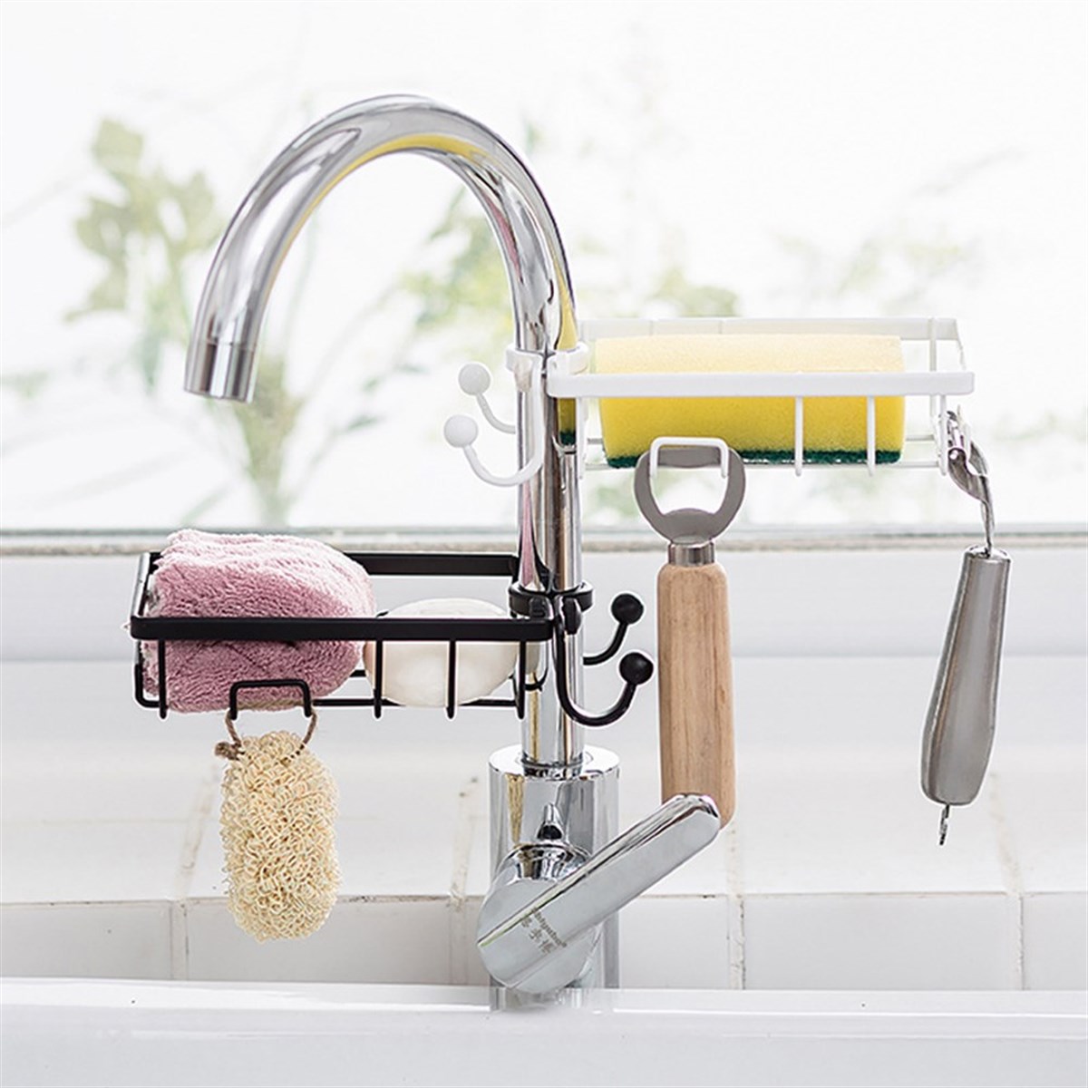 Paslanmaz Çelik Mutfak Banyo Musluğuna Sabitlenebilir Sabunluk (5271)