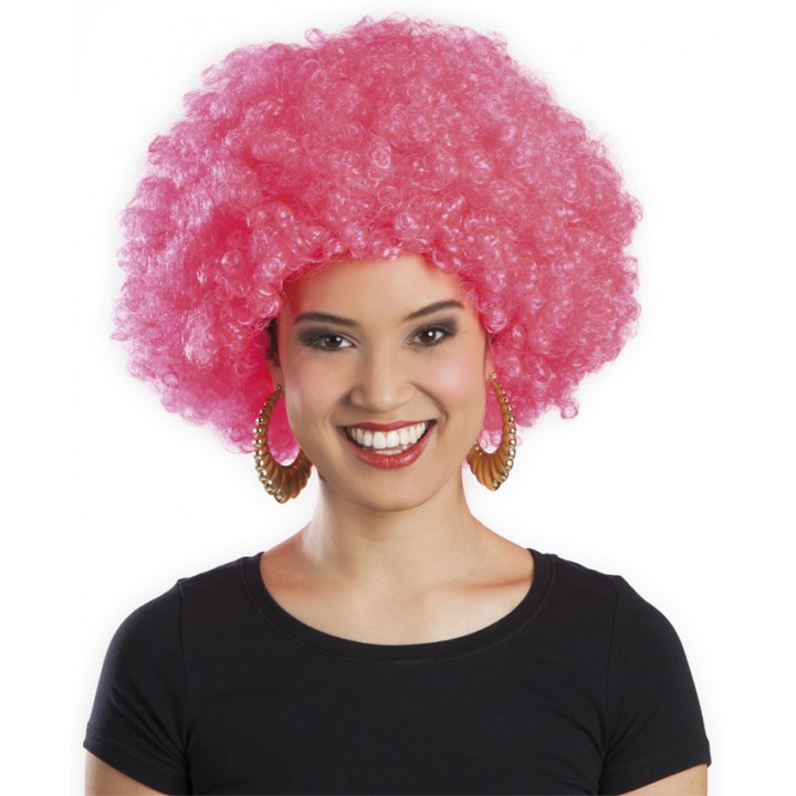 Pembe Renk Kıvırcık Afro Bonus Peruk (5271)