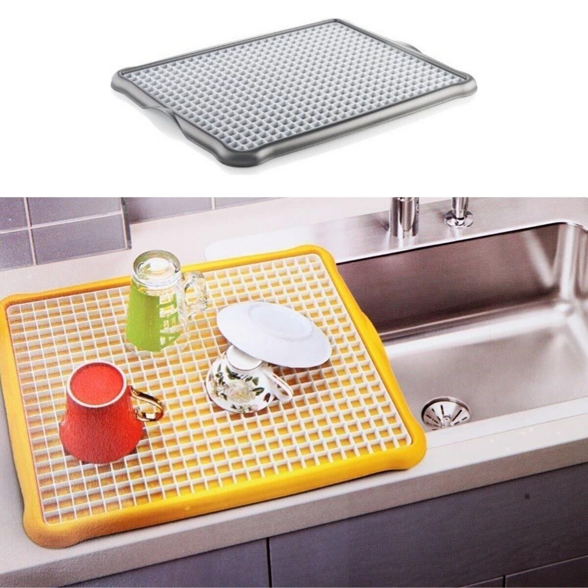 Pratik Lavabo Tezgah Üstü Bulaşık Kurutmalığı Süzmatik 22x40 cm (5271)