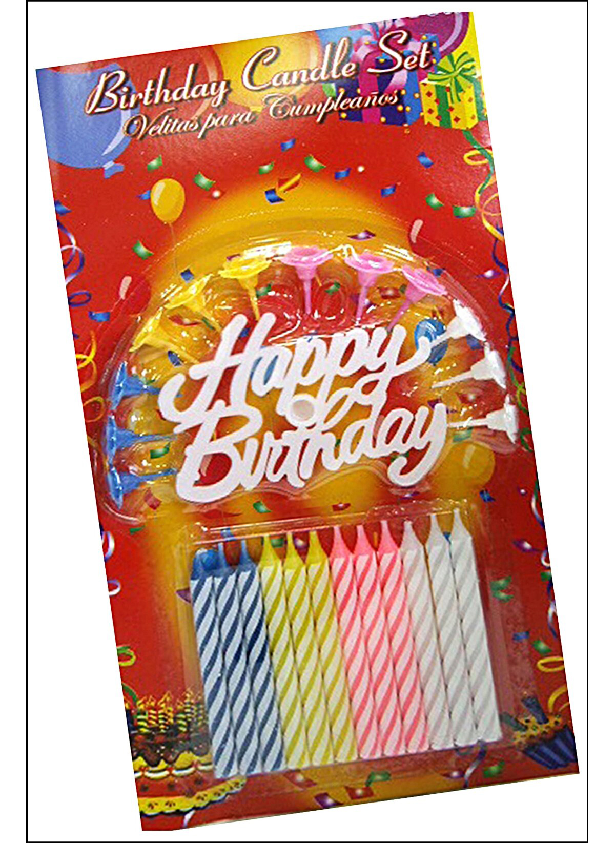 Rengarenk Mumlu Beyaz Happy Birthday Yazılı Doğum Günü Mumu 12 Adet (5271)