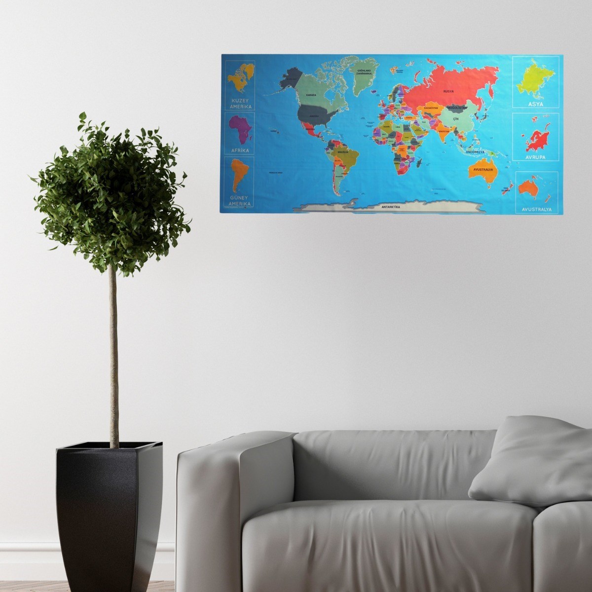 Renkli Atlas Dünya Haritası Manyetik Yapıştırıcı Gerektirmeyen Duvar Stickerı 118 CM * 56 CM (5271) Renkli Atlas Dünya Haritası Manyetik Yapıştırıcı Gerektirmeyen Duvar Stickerı 118 CM * 56 CM (5271)