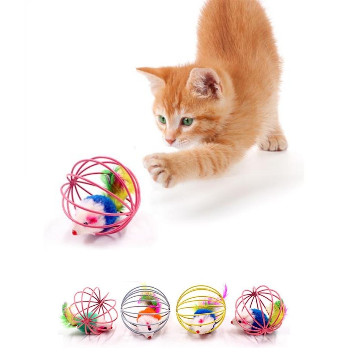 Renkli Metal Kafesli Peluş Fareli Kedi Köpek Oyuncağı Oyun Topu 6 cm (5271) Renkli Metal Kafesli Peluş Fareli Kedi Köpek Oyuncağı Oyun Topu 6 cm (5271)